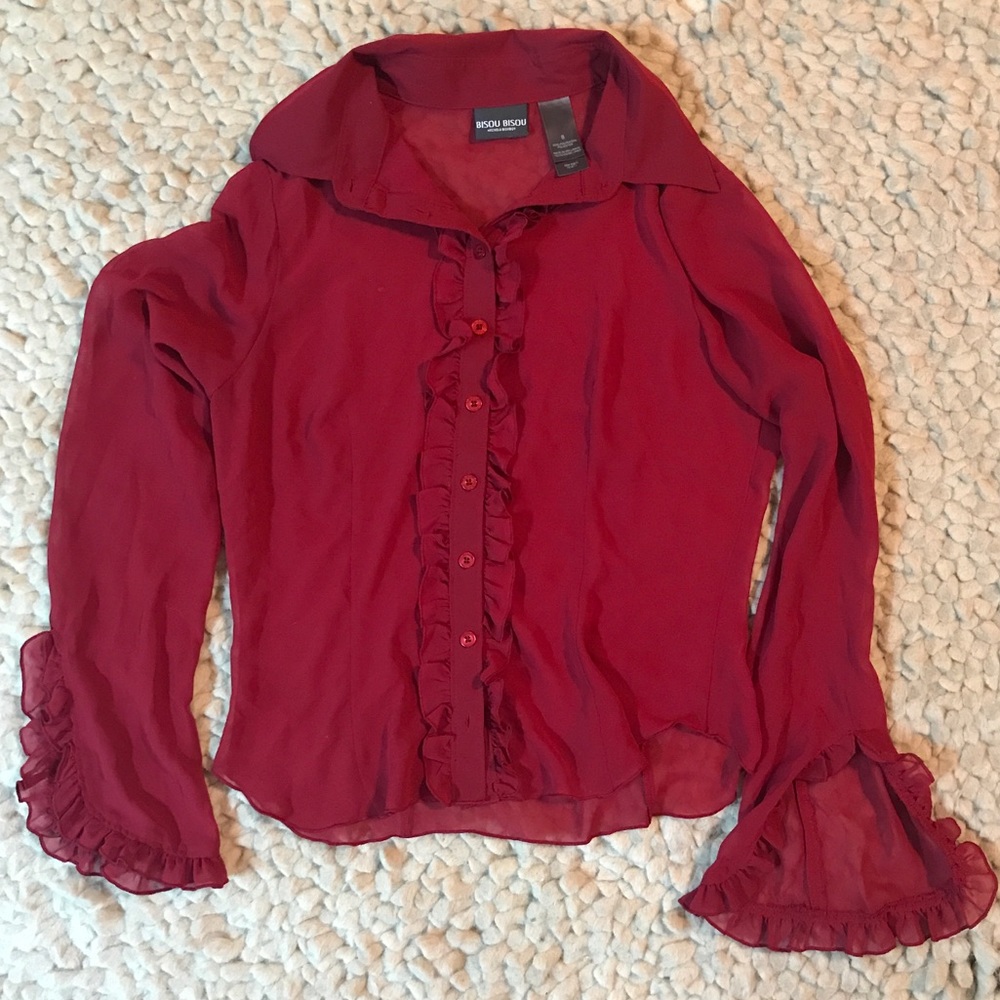 Bisou Bisou Fancy Red Blouse Size 8